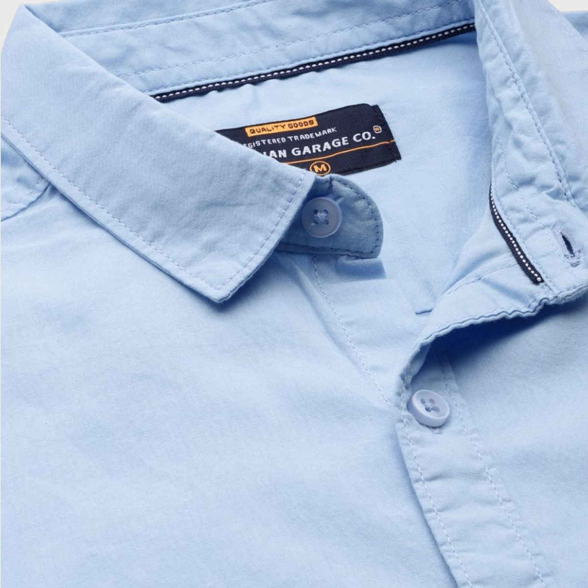 The Indian Garage Co Men's Slim Fit Solid Casual Shirt | Blue - M