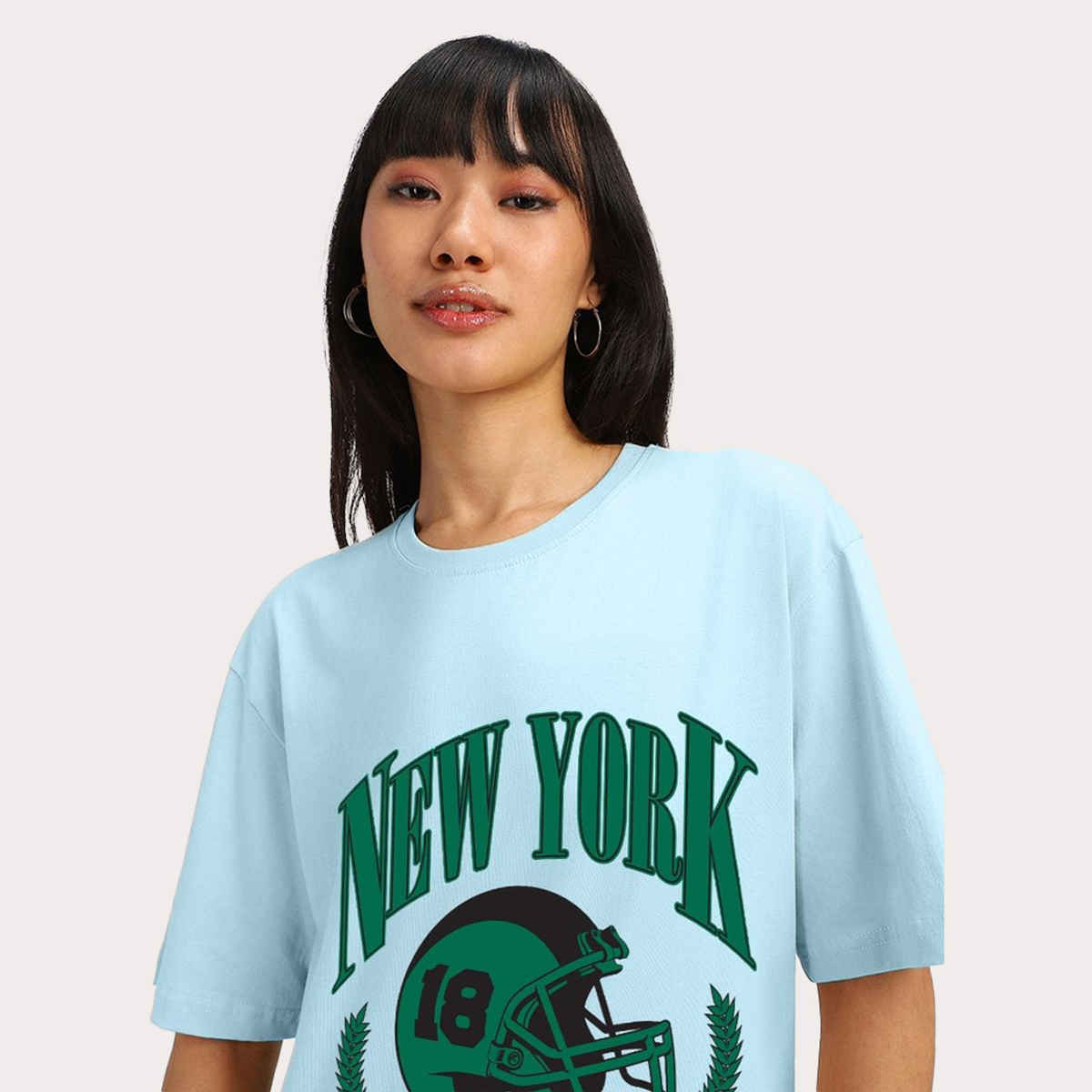 Juneberry Women s Skyblue Typographic Front Print Dutch Canal T-shirt - L