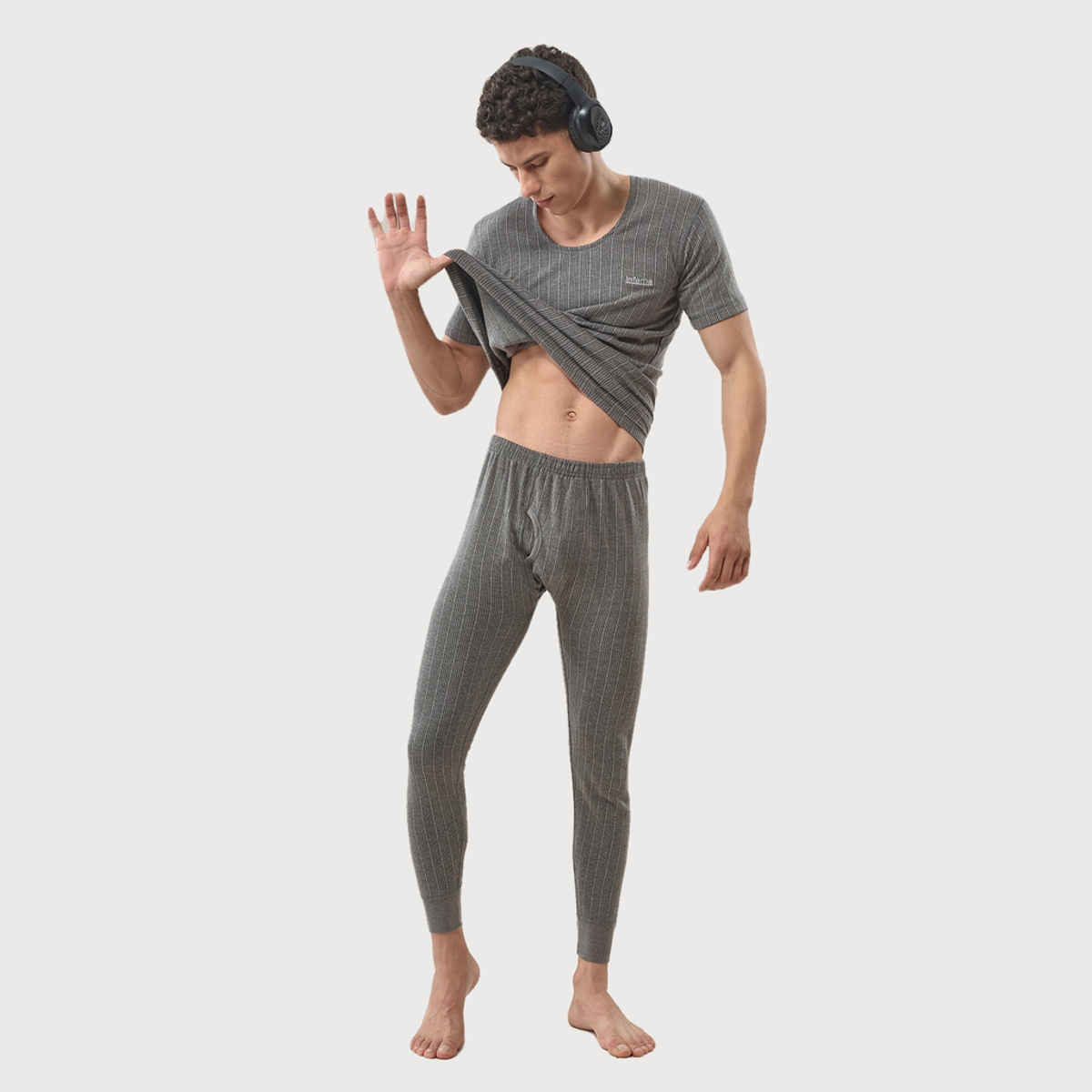 Lux Inferno Round Neck Half Sleeve Thermal Top for Men | Charcoal | 105 | 3XL