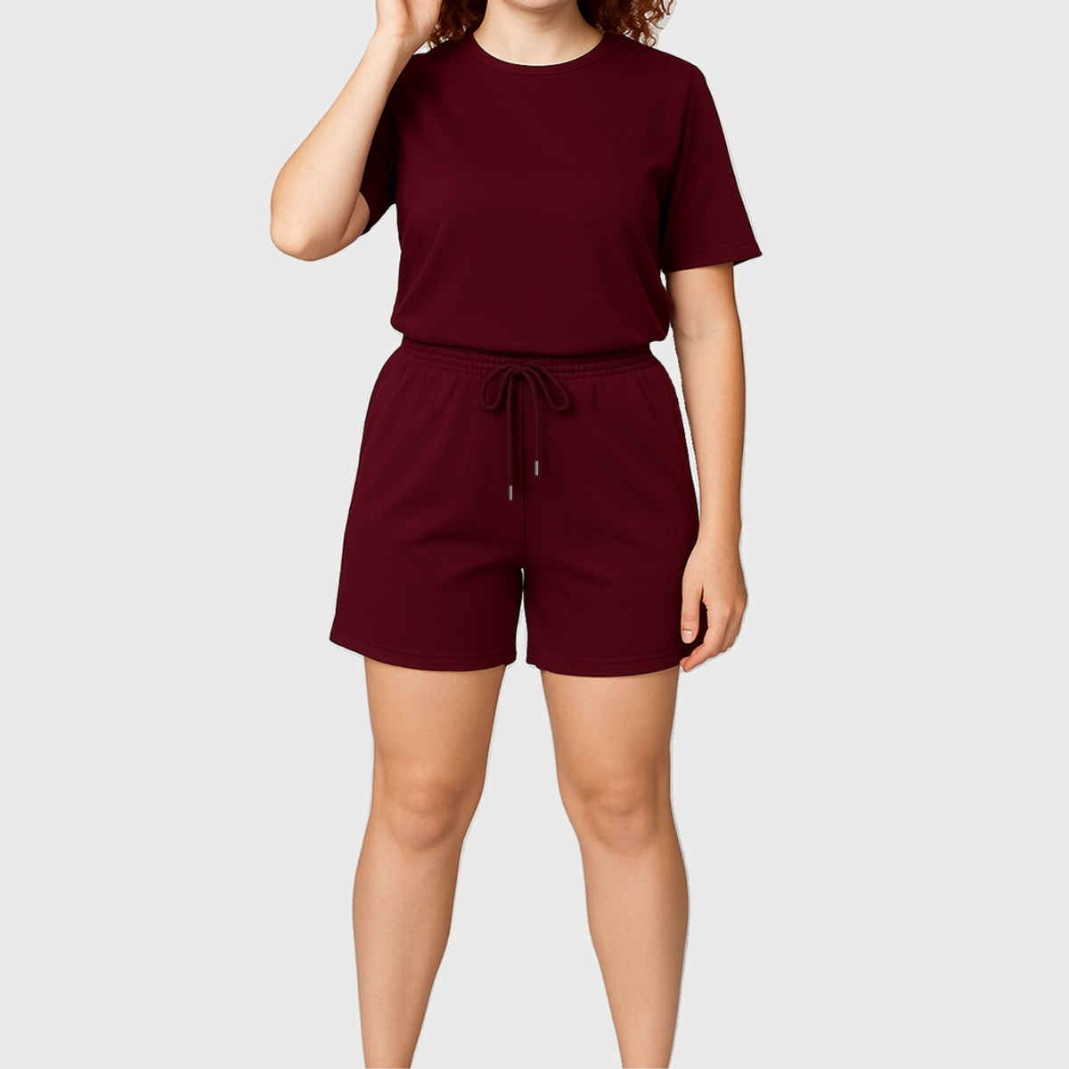 EQL Women's Pure Cotton Shorts | Maroon - S