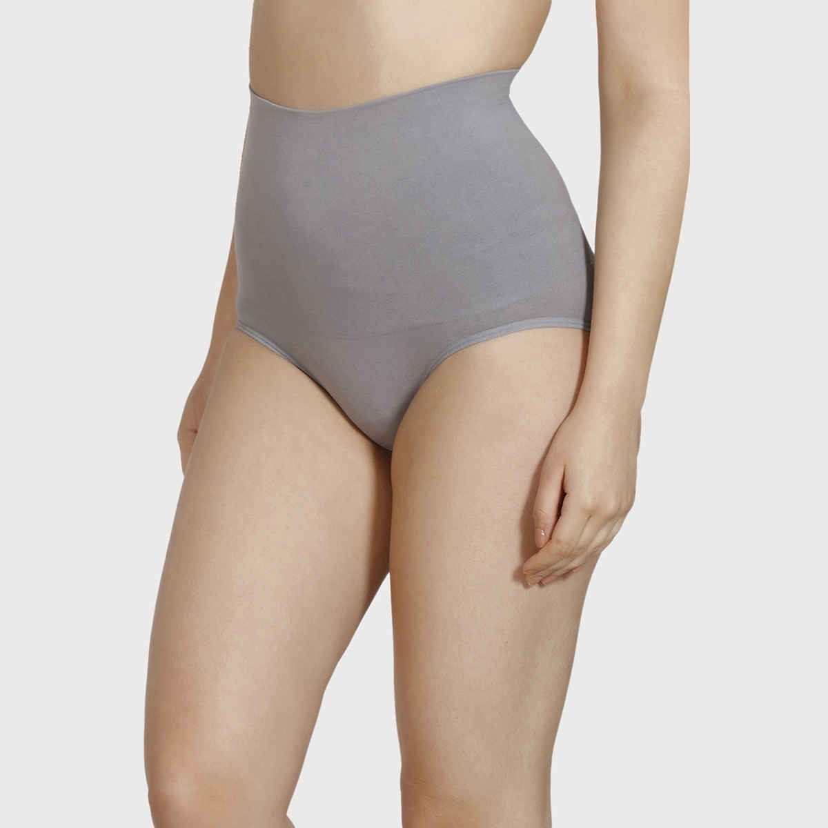 Zivame Women's Tummy Control Midwaist Hipster Panty | Grey - L