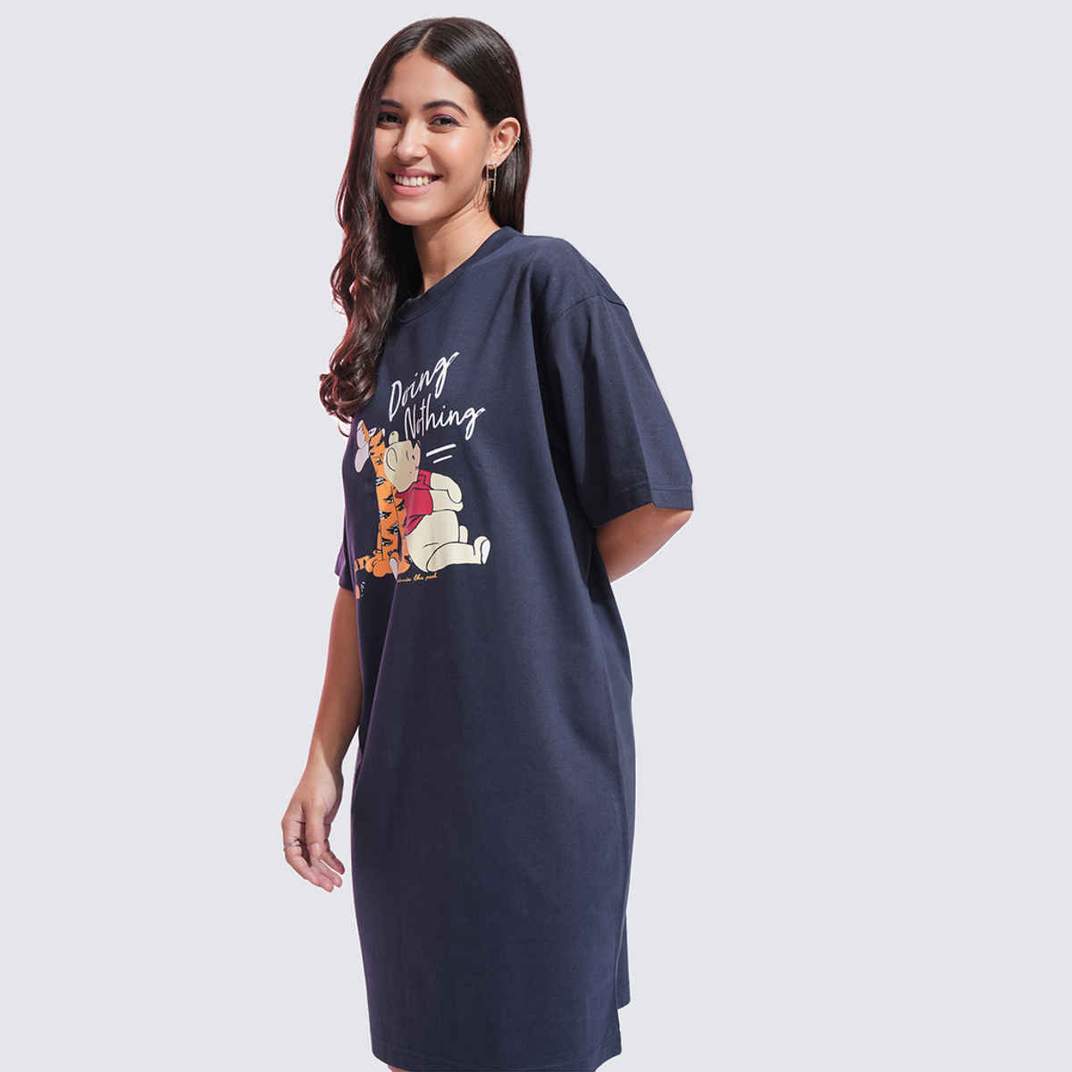 Tokyo Talkies Disney Women's Winnie & Tigger Print Mini T-shirt Dress | Navy - XL