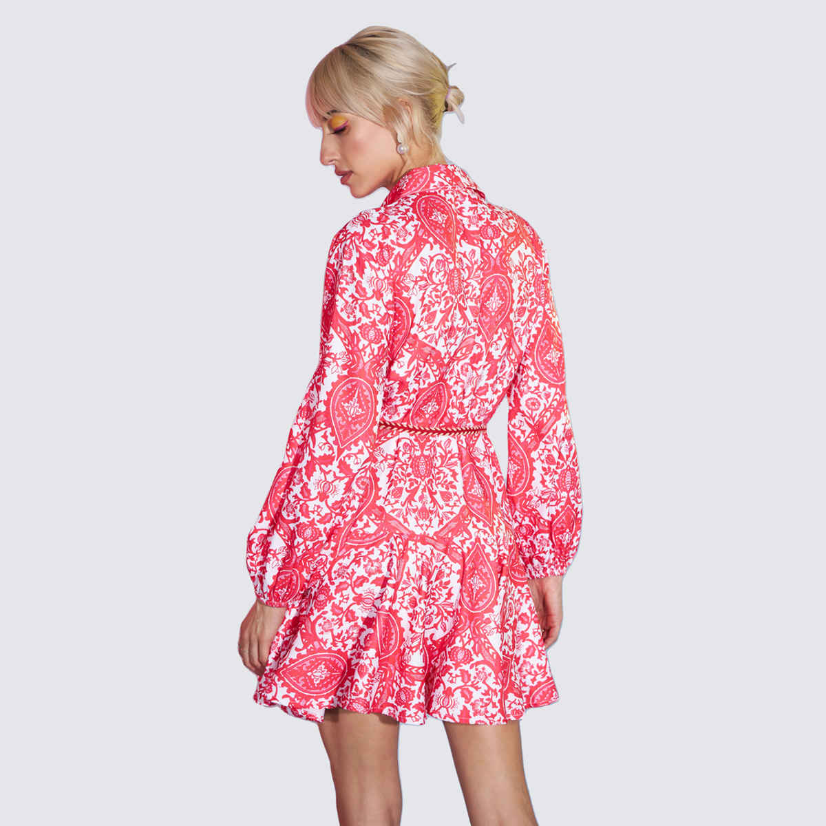 SASSAFRAS Women's Floral Flared Skater Dress | Red - XL