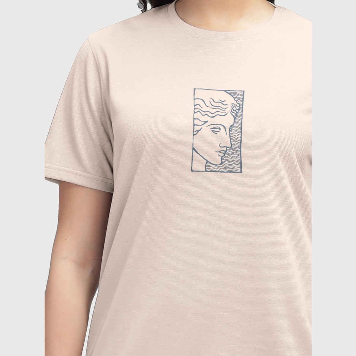Hellcat Women's Trendy Printed - Solid T-shirt with Pants Lounge Wear - Coords | Beige - S