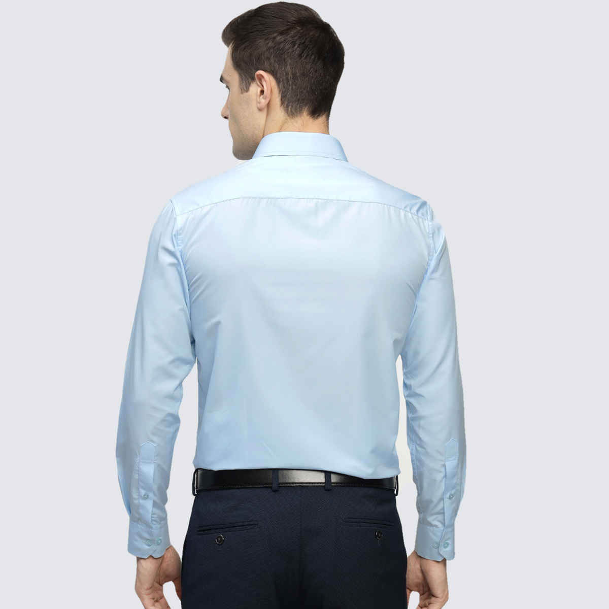 English Navy Men's Cotton Solid Slim Fit Spread Collar Button Closure Formal Shirt | Sky Blue | XL