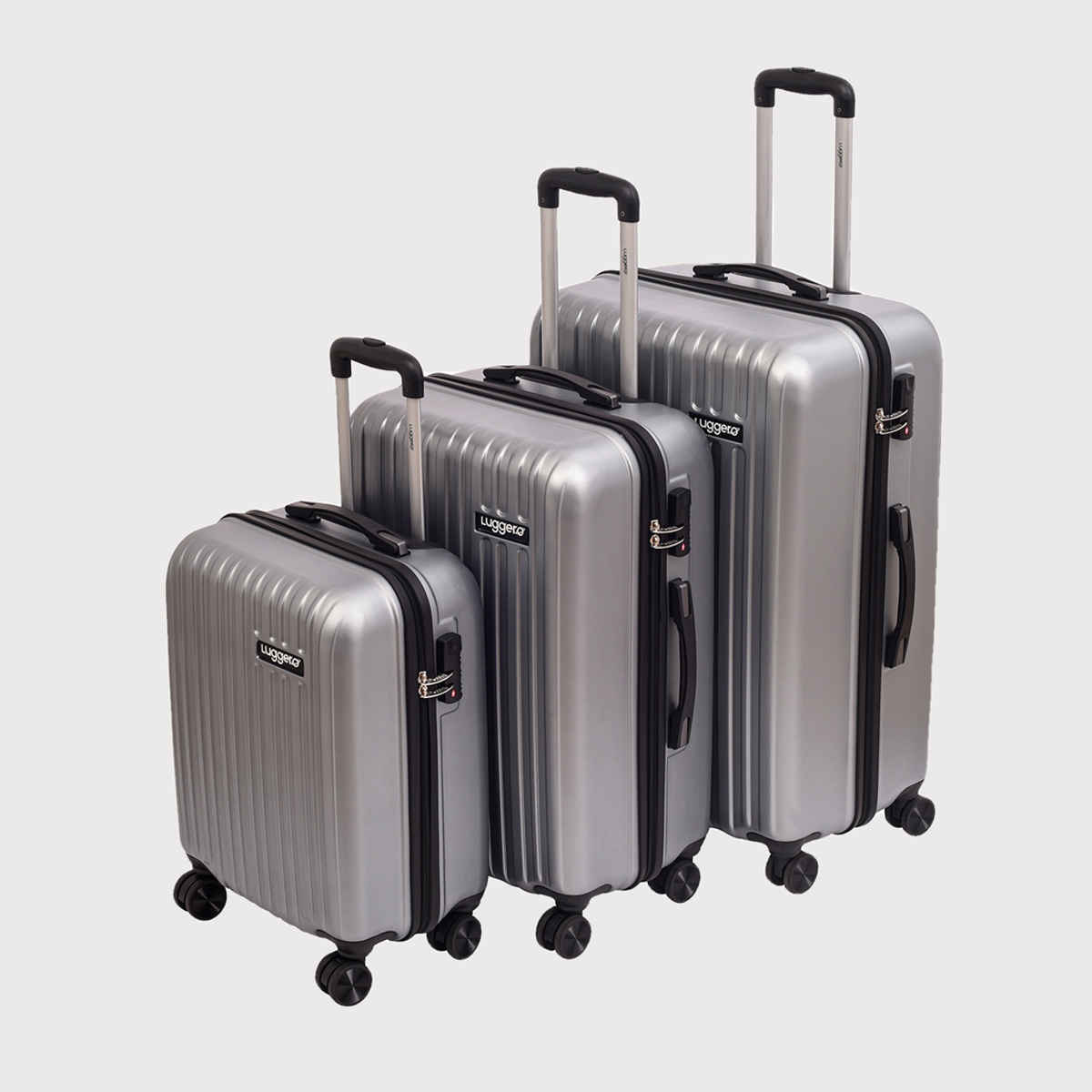 Luggero Classic Trolley Bag | Silver - L,M,S Pack of 3