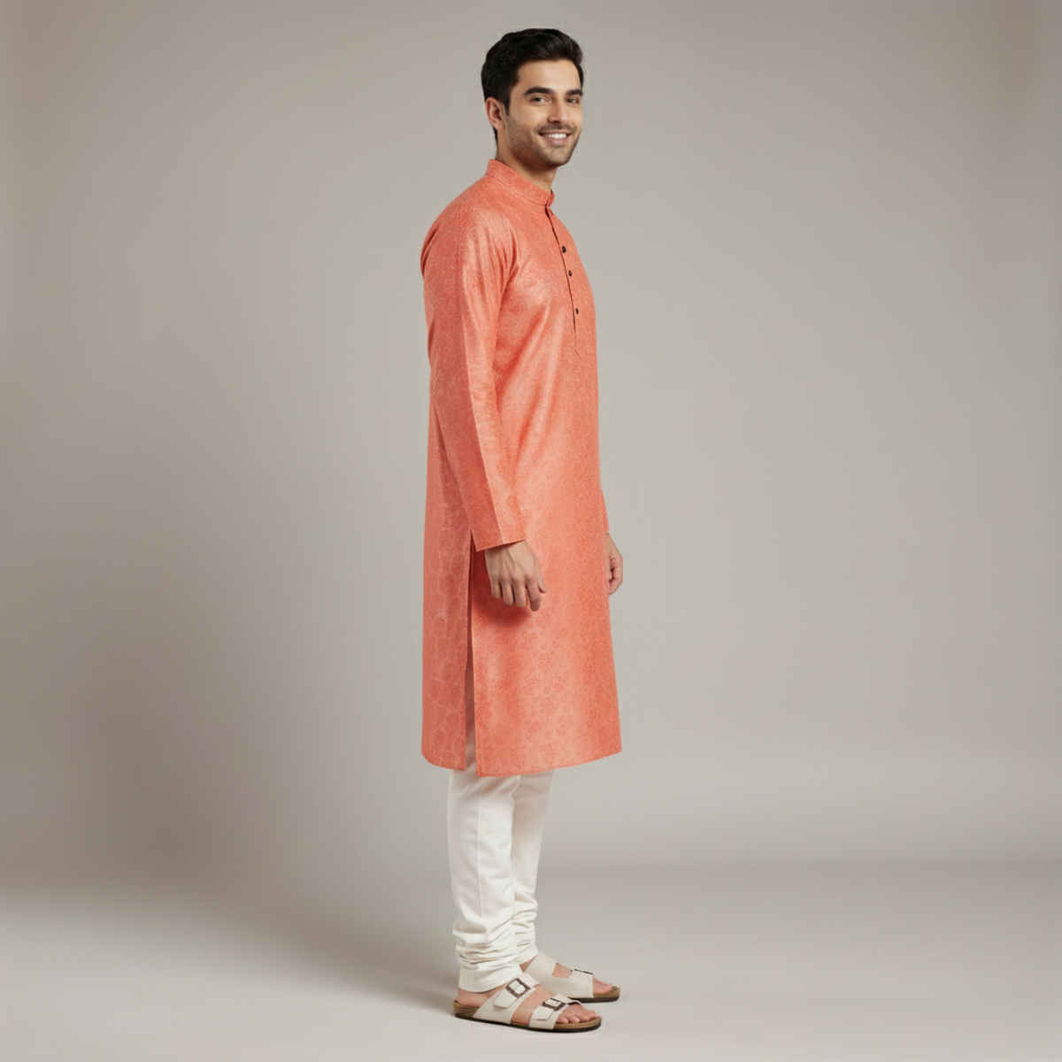 Happy Mail Men's Festive Kurta | Orange - L