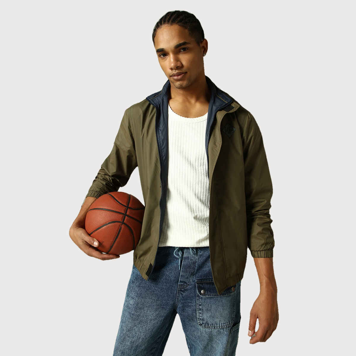 Hubberholme Men's Lightweight Relaxed Fit Reversible Windcheater Jacket | Olive - L