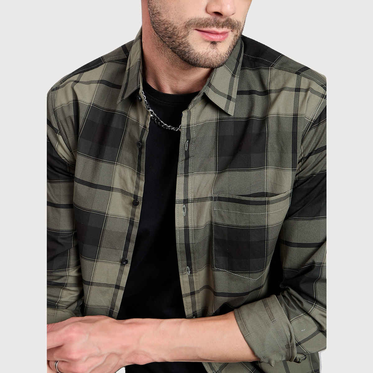 Style Quotient Men Cotton Checks Shirt | M | SS24SQFLECKERED - Green