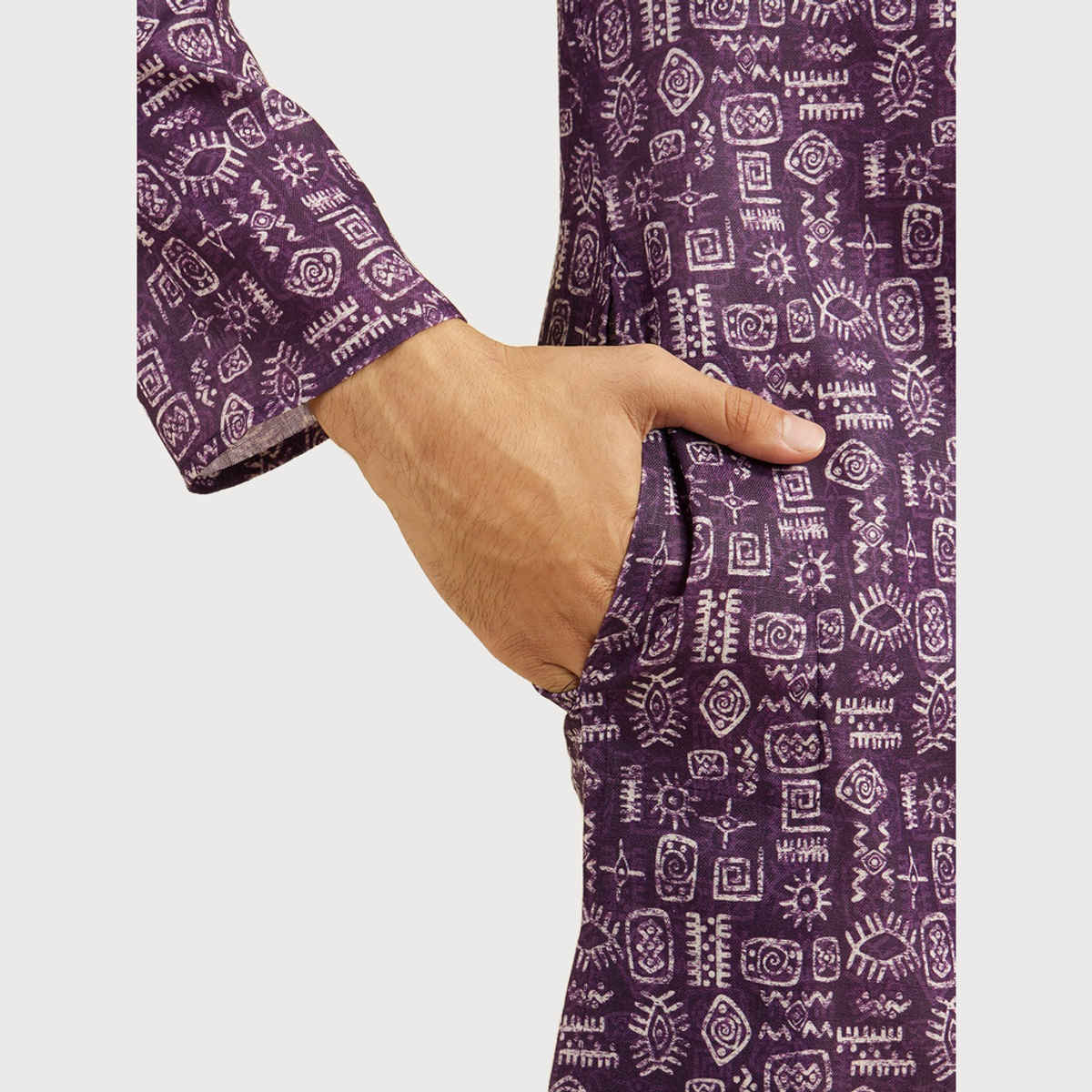 Diwas By Manyavar Purple Blended Cotton Abstract Printed Kurta Set | S