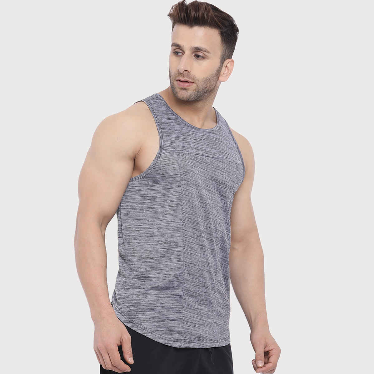 Chkokko Men Gym Regular Fit Tank Tops Sports Sleeveless Vest Grey | Size M