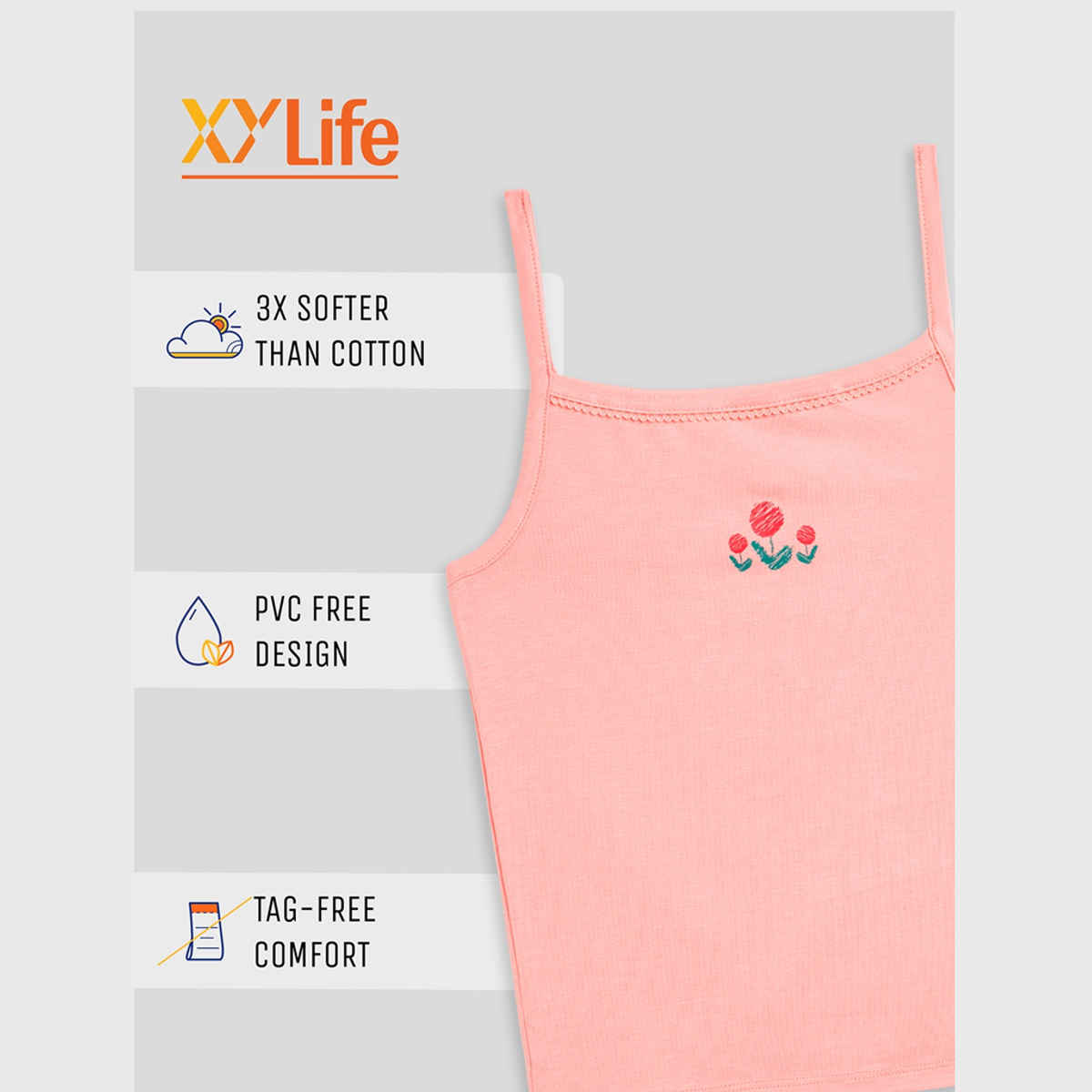 XY Life Slips for Girls, Tencel Modal, Antimicrobial - Aqua Green+Frost Pink | 13-14Y| Pack Of 2