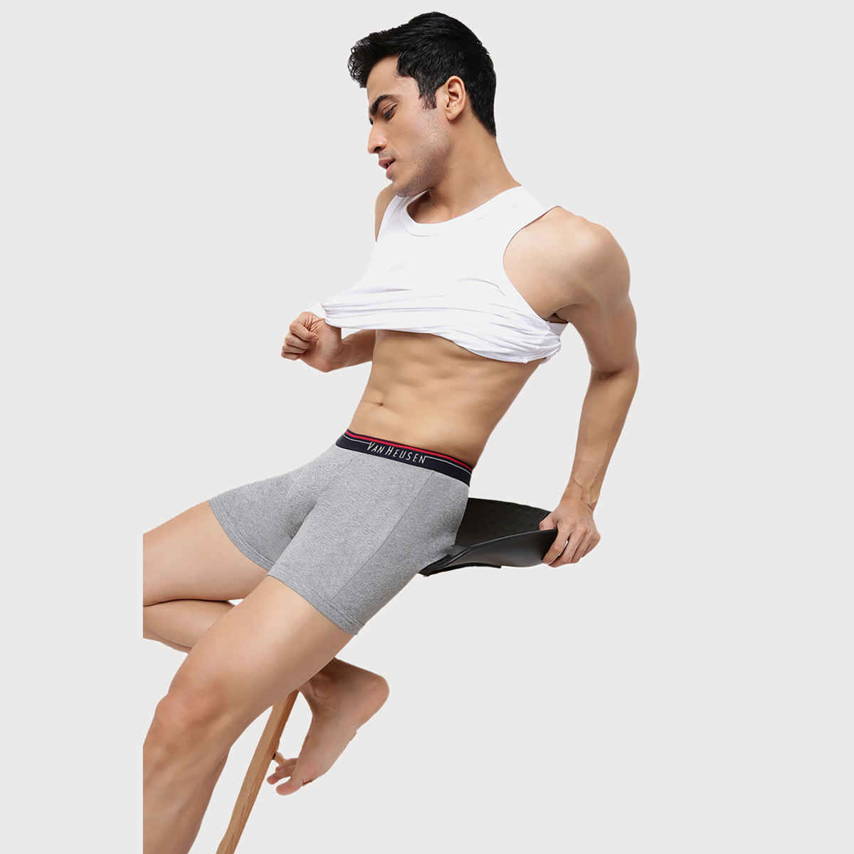 Van Heusen Men Pack Of 2 Anti Bacterial & Colour Fresh Boxer Briefs |Pure Black,Grey Mel-M