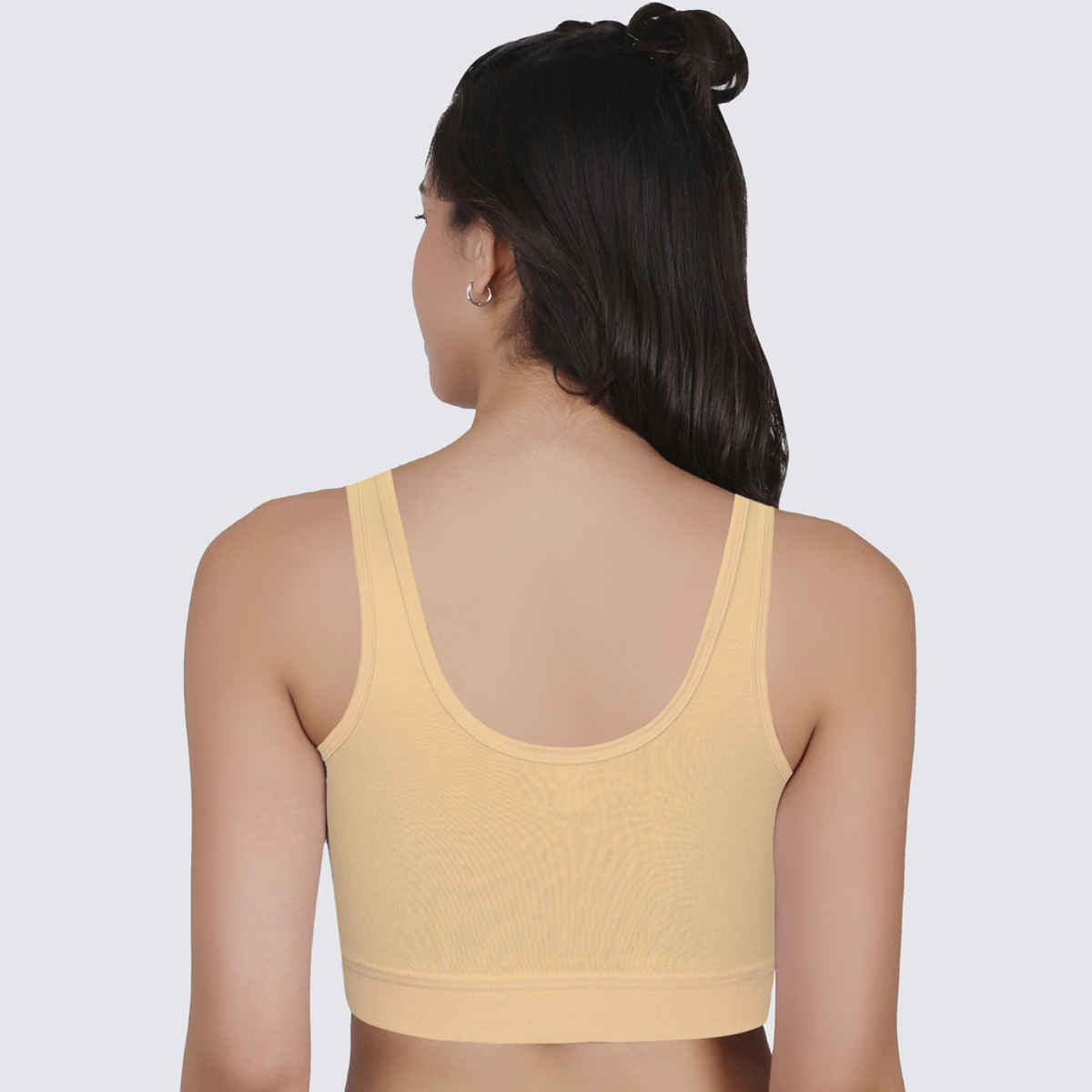 D'Chica Broad Strap Cotton Gym Bra For Women | Removable Pads | Skin | L