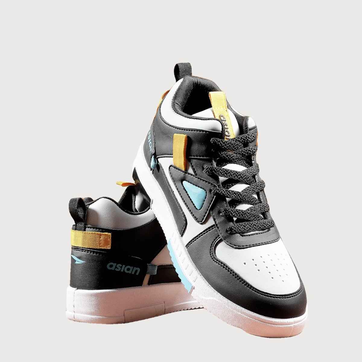 Asian Tarzan-11 Men High Top Sneakers Lightgrey-Black (Size-7)