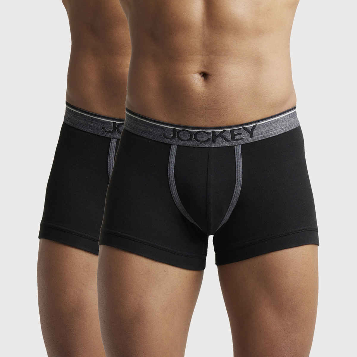 Jockey 8015 Men's Super Combed Cotton Rib Underwear Solid Trunk|Ultrasoft Waistband|Black-M