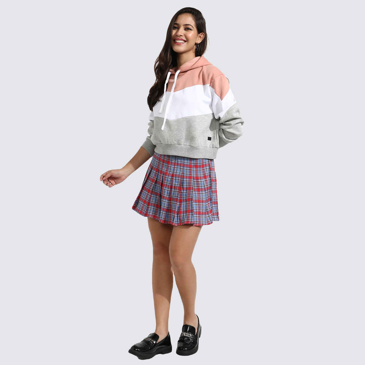 Campus Sutra Women's Pullover Hoodie with Contrast Panels | Multicolour - S