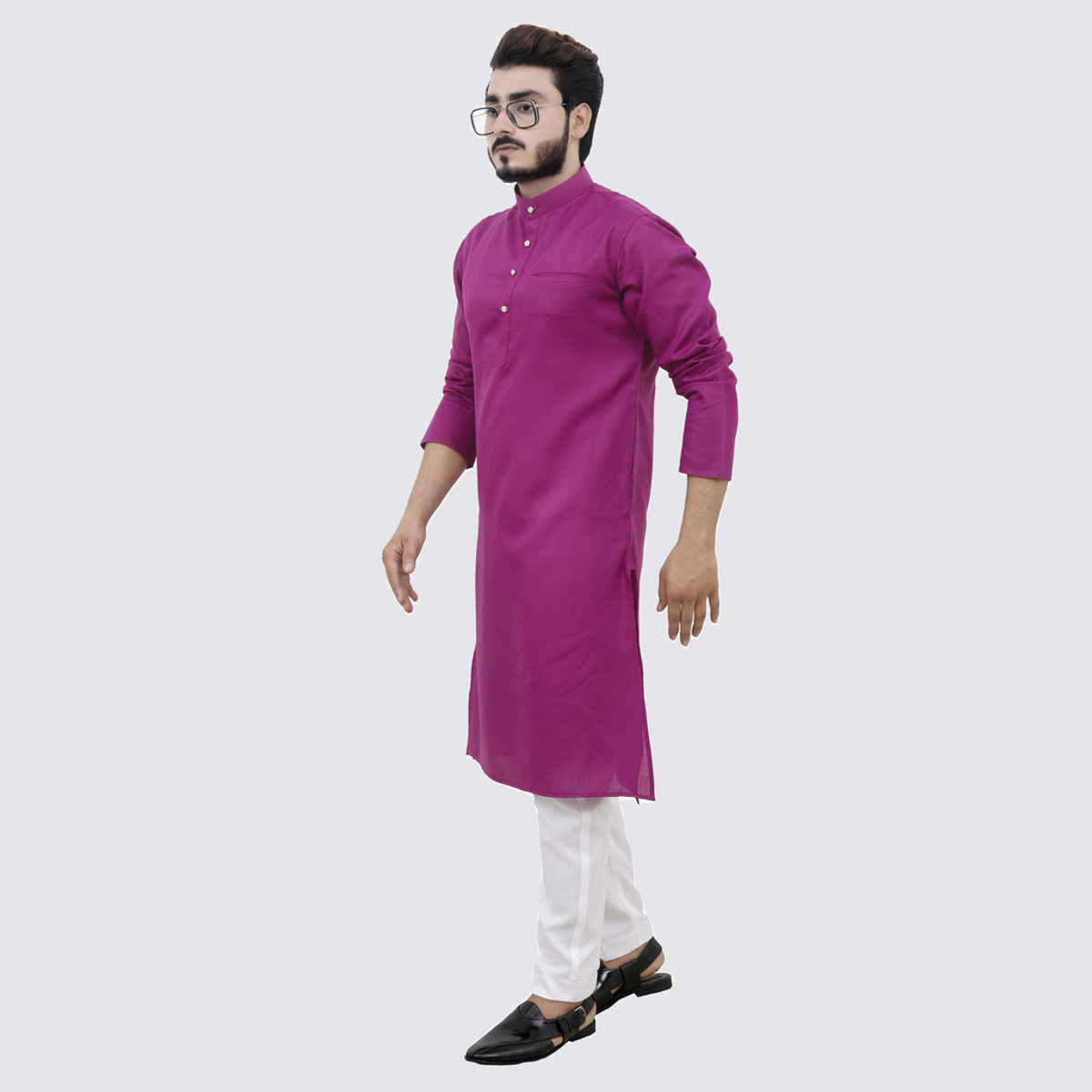 Tibra Collection Men Straight Kurta - Burgundy | Solid | Cotton Blend | XXL