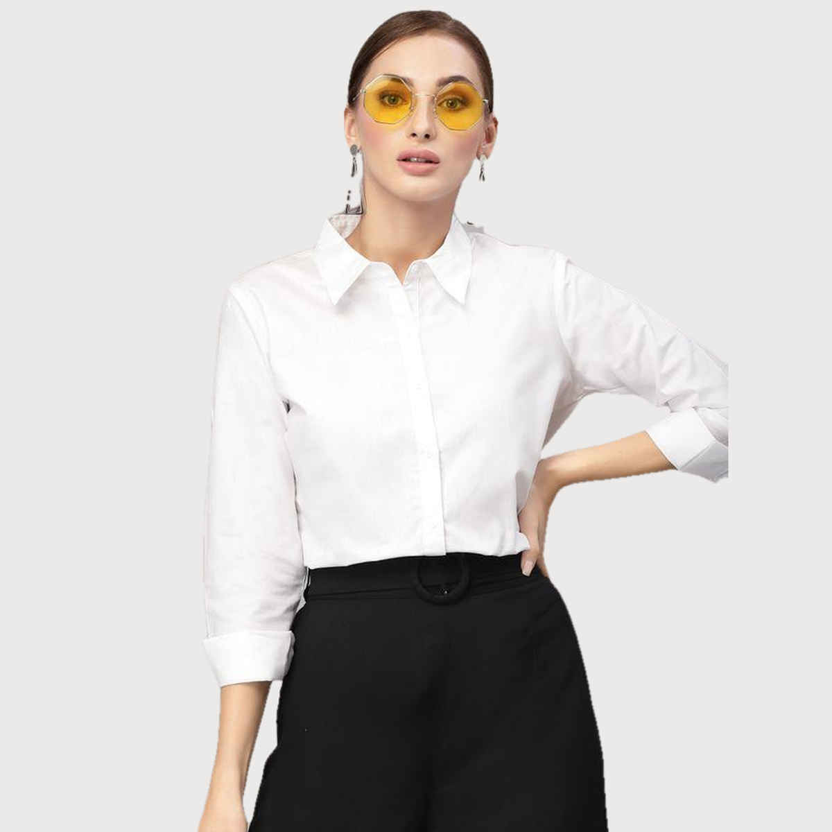 Style Quotient Women White Classic Formal Shirt-M