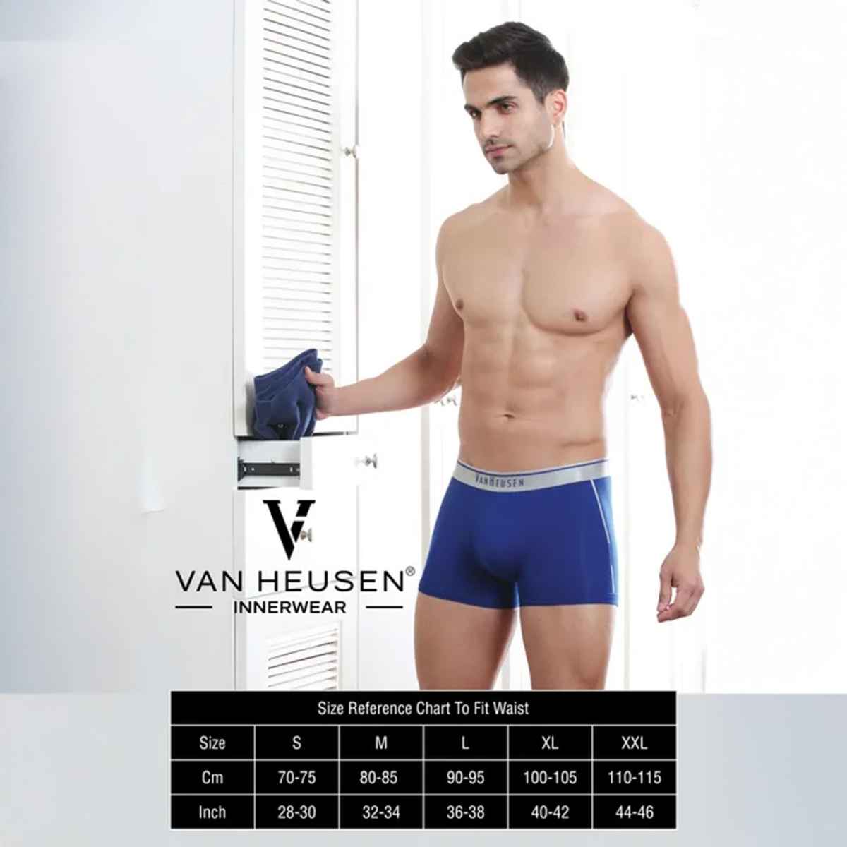 Van Heusen Apparel Men's Solid Anti Bacterial & Colour Fresh Boxer Brief Dark Navy and Grey - S