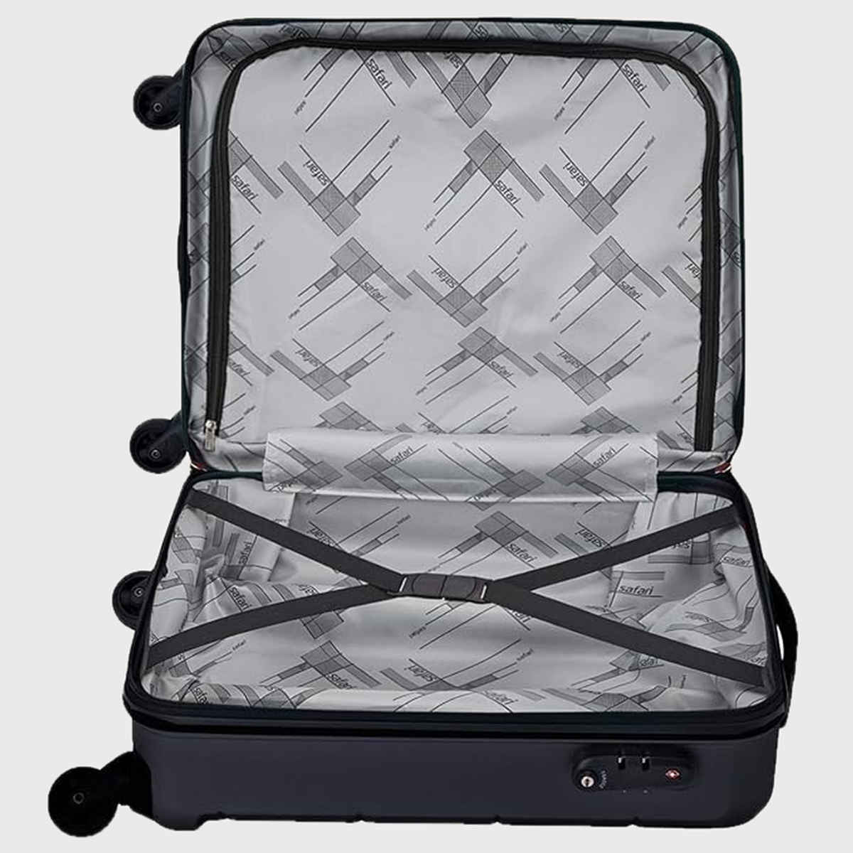 Safari Unisex Solid Polycarbonate 90 L Retractable Trolley Bag | Black - M