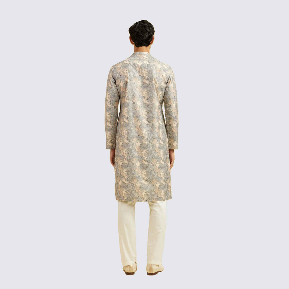 Diwas By Mayavar Men's Paisley Printed Kurta | Smoke Grey - L