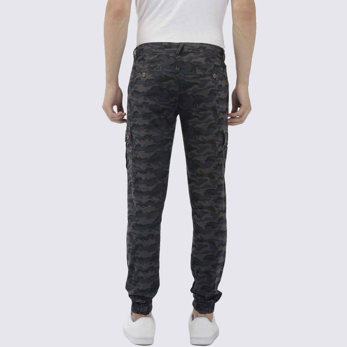 The Indian Garage Co Men's Slim Fit Camouflage Casual Cargo | Grey Camo - 32