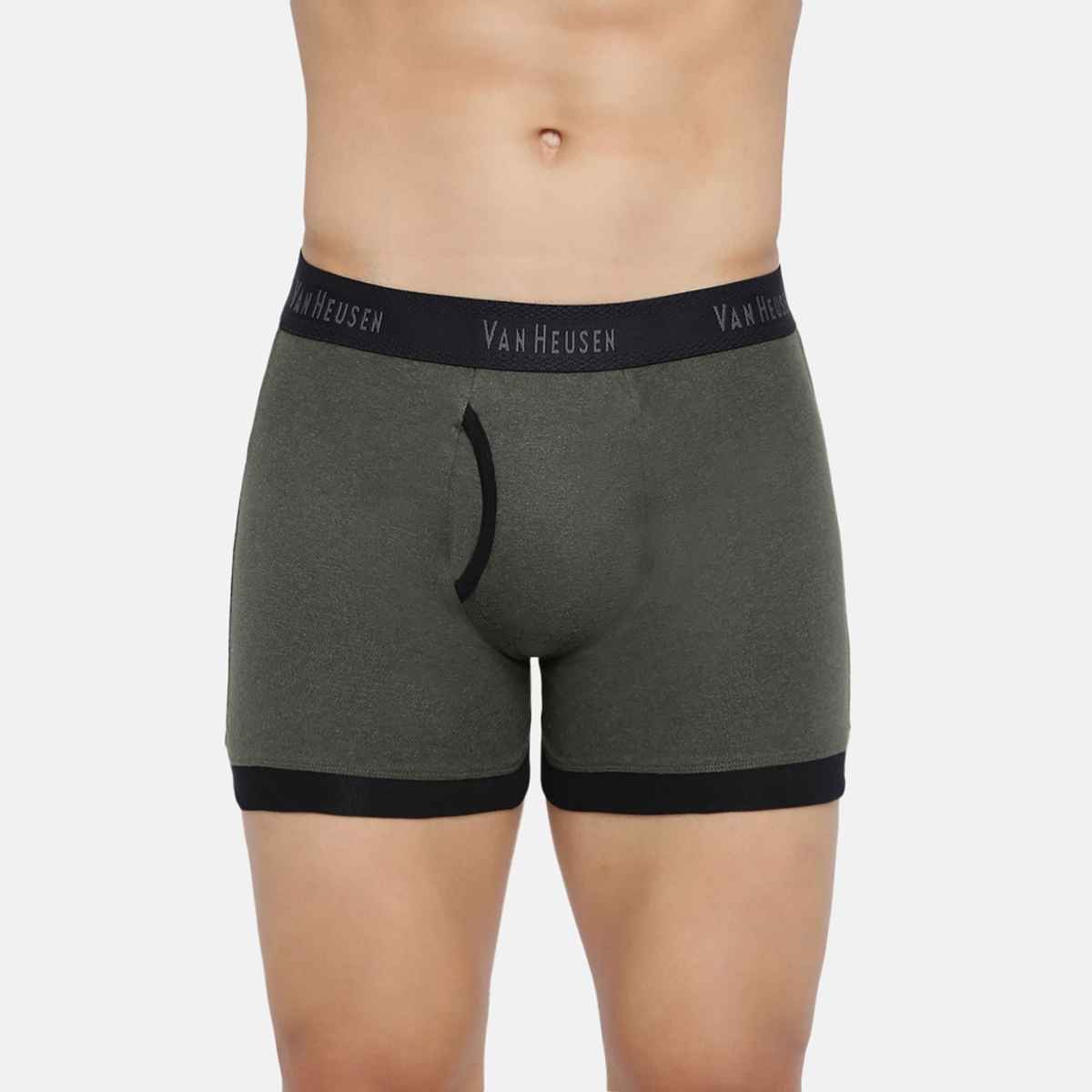 Van Heusen Men Pack Of 2 Anti Bacterial & Colour Fresh Trunks - Olive Melange, Dark Navy-L