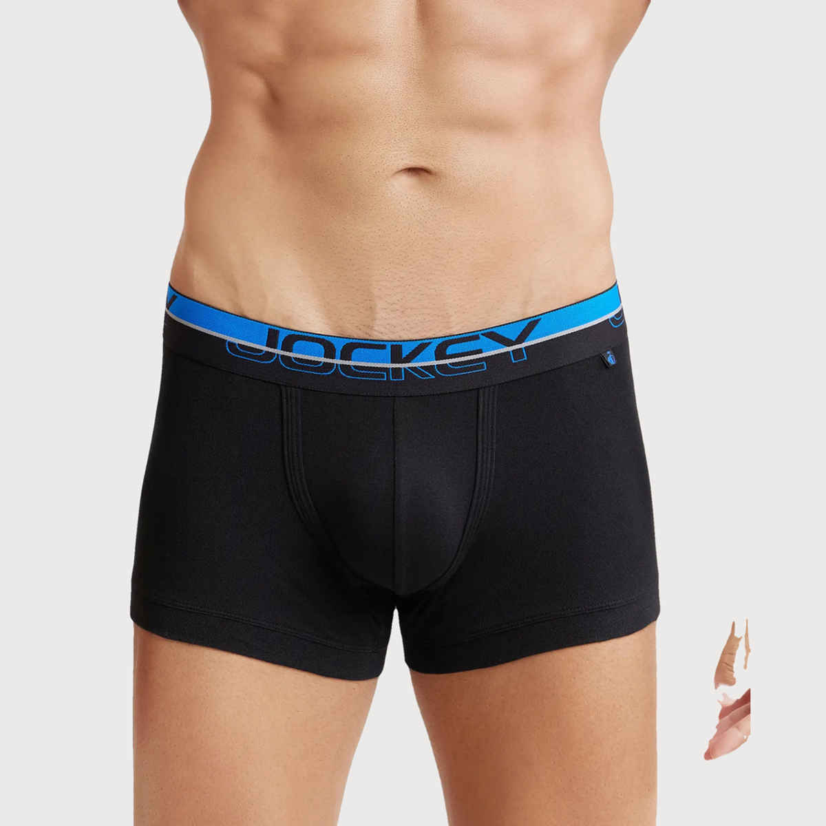 Jockey FP03 Men's Super Combed Cotton Rib Underwear Solid Trunk|Ultrasoft Waistband|PO2 | Black-L