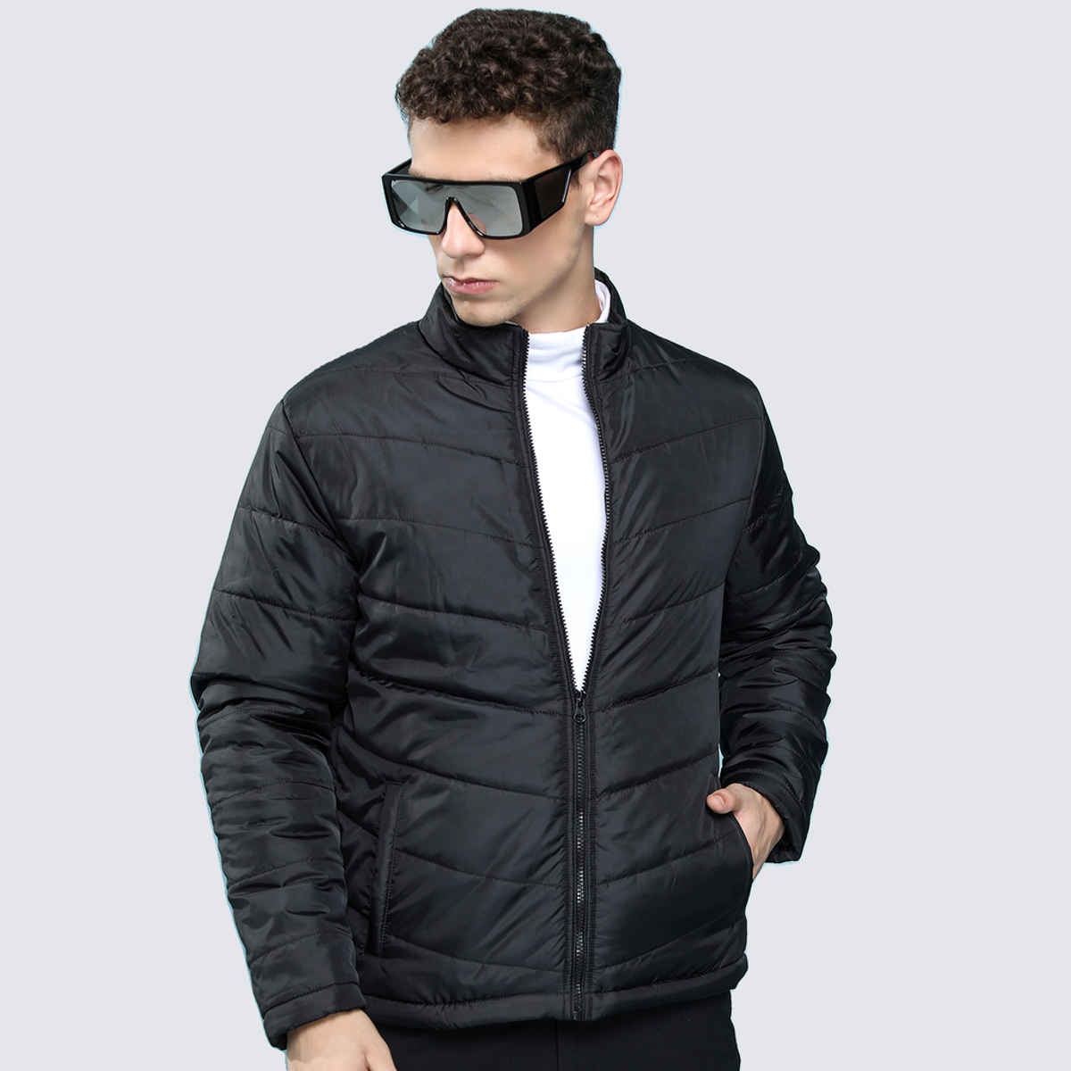 Highlander Men's Stand Collar Padded Jacket | Black - M