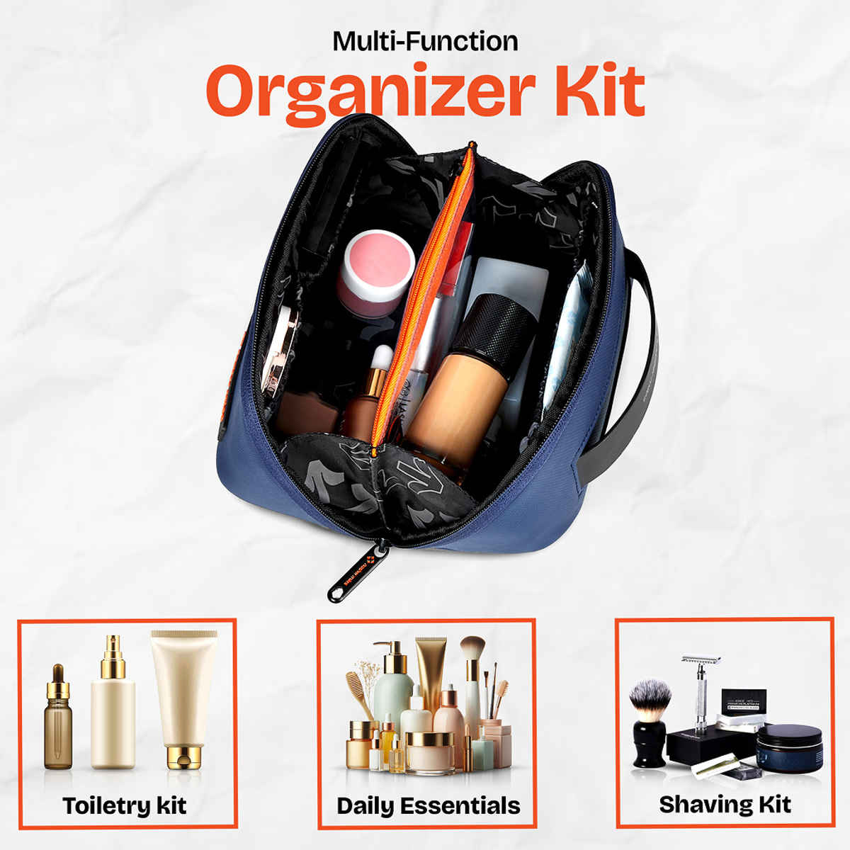 Nasher Miles 180 Toiletry Kit | Travel Cosmetic Bag with Handle & Compartments | Blue