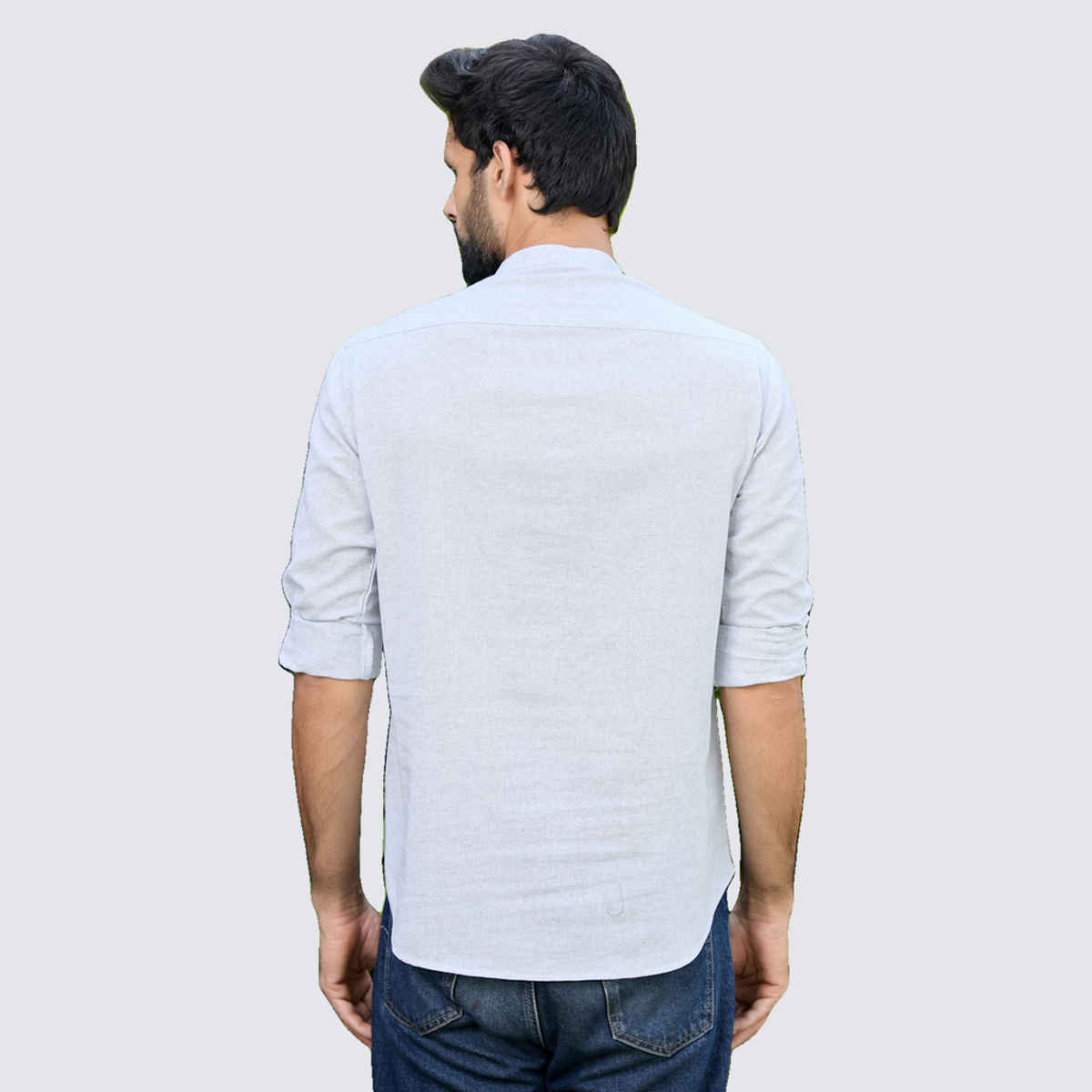 See Designs Men's Pure Cotton Short Kurta | Light Grey - XL