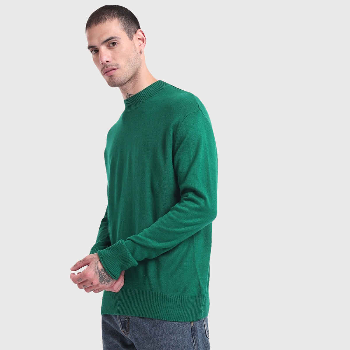 Bewakoof Men's Oversized Sweater | Green - XXL