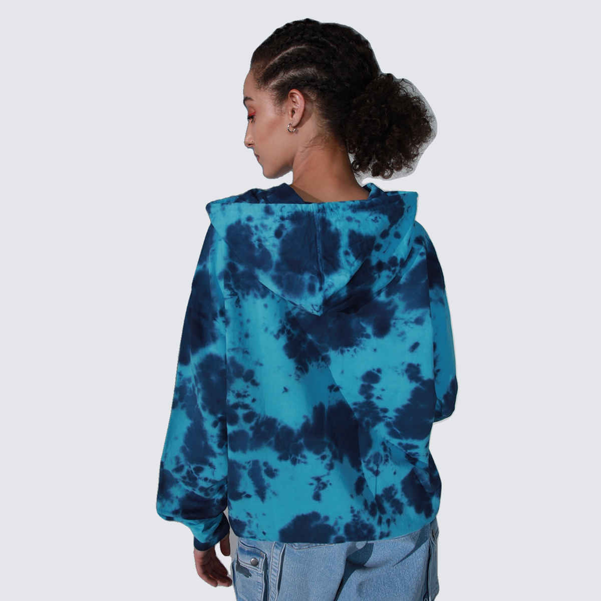 Hubberholme Women's Typography Printed Hooded Long Sleeve Sweatshirt | Blue - S