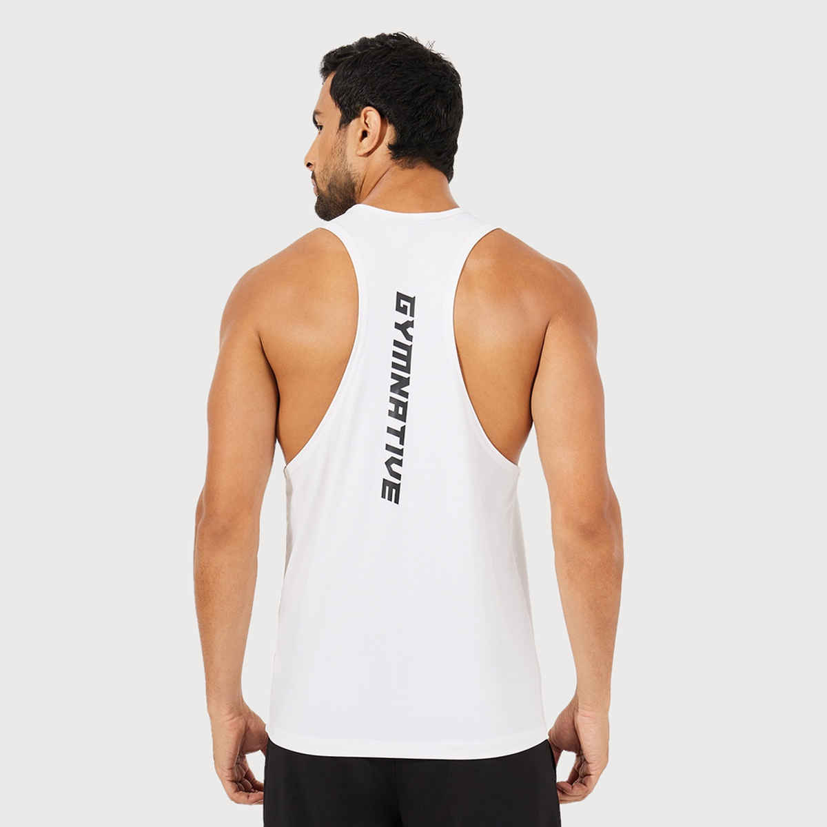 Styli Men's Super Stretch Drop Armhole Stringer Workout Tank | White - M