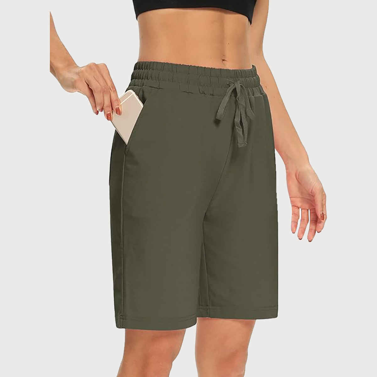 Hotfits Women's Solid Regular Casual Shorts | Green - L