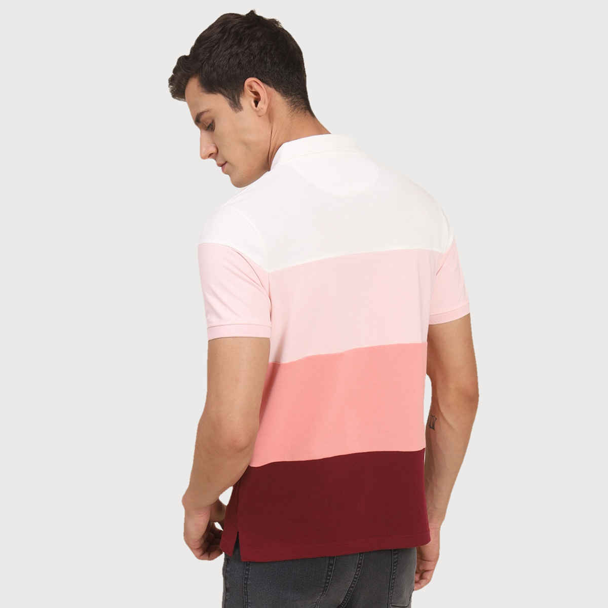 Dennis Lingo Men's Colourblocked Polo Collar Regular Fit T-shirt | M