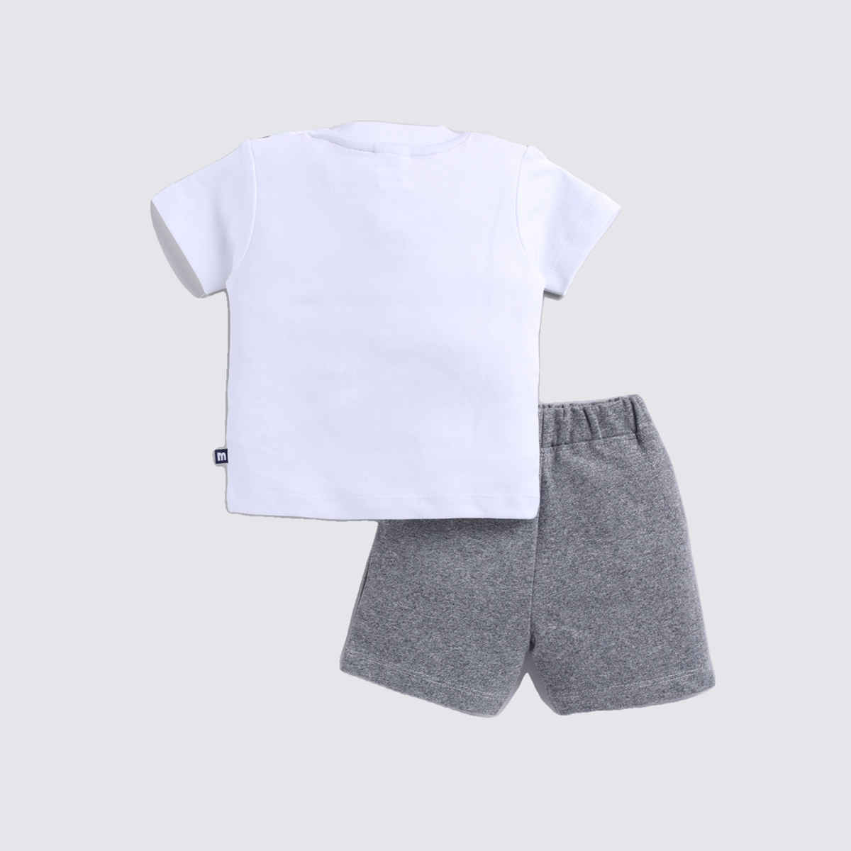 Mom's Love Boys' Printed Cotton Clothing Sets | Grey Melange | 03 - 06 months