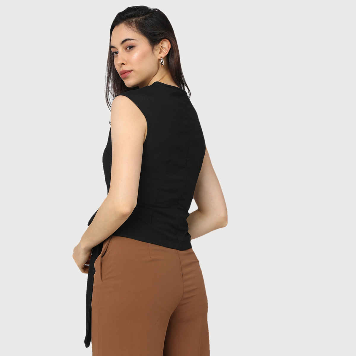 Tokyo Talkies Women's Solid Casual Top | Black - S