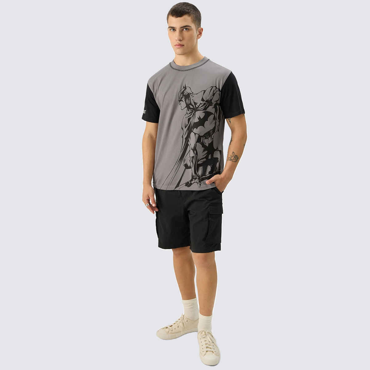 The Souled Store Men's Regular Batman- The Dark Knight T-Shirts | Grey | M