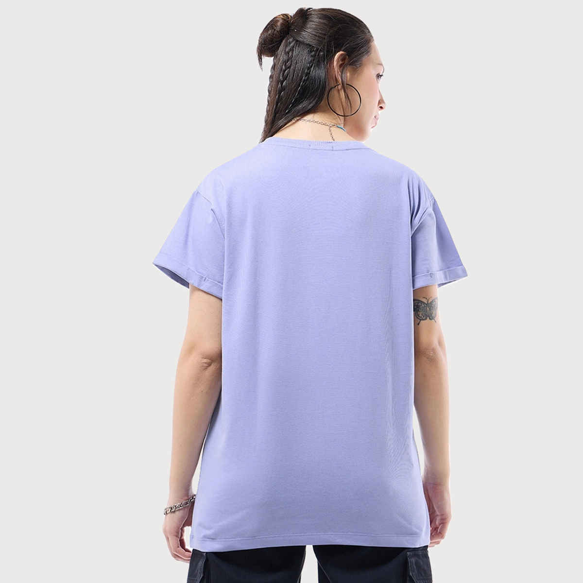 Bewakoof Women's Official Looney Tunes Baby Flower Child Printed Boyfriend T-shirt | Lavender - XL