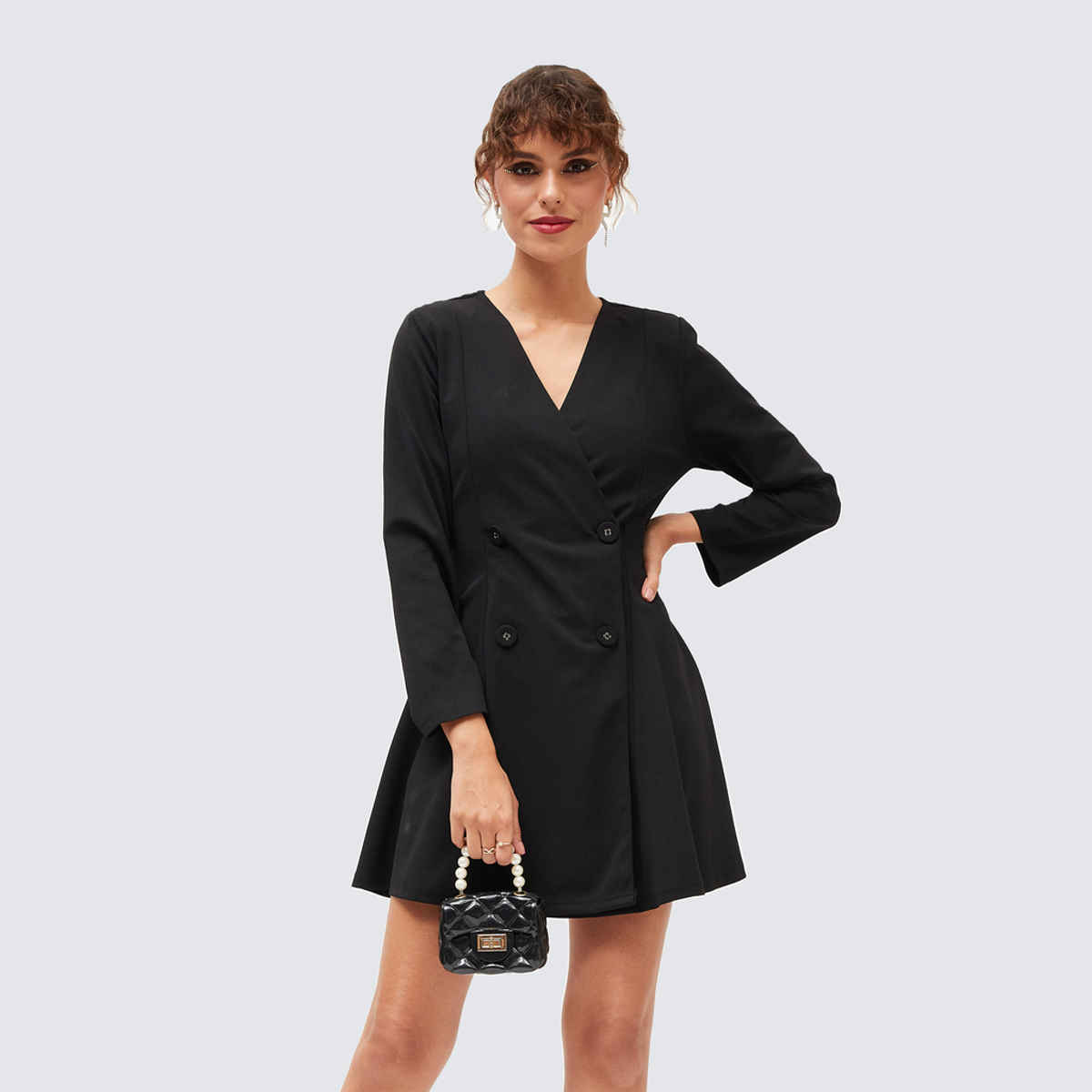 SASSAFRAS Women's Knitted Wrap Dress | Black - S