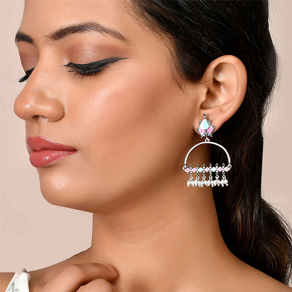 Voylla Bagh E Fiza Enamel Embellished Brass Earrings