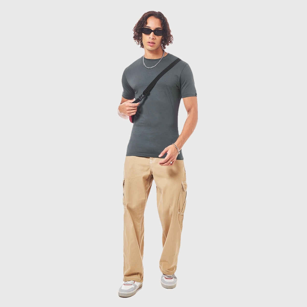 Bewakoof Round Neck Men's T-shirt | Grey - XXL