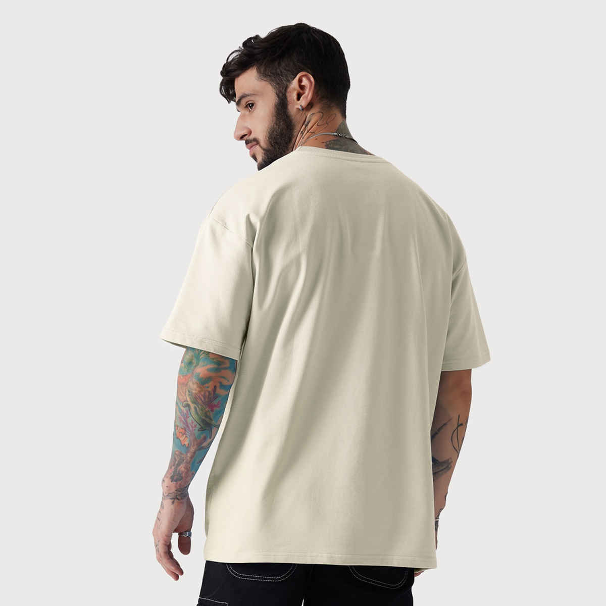 The Souled Store Solids- Off White Oversized T-Shirts, Off White, XL