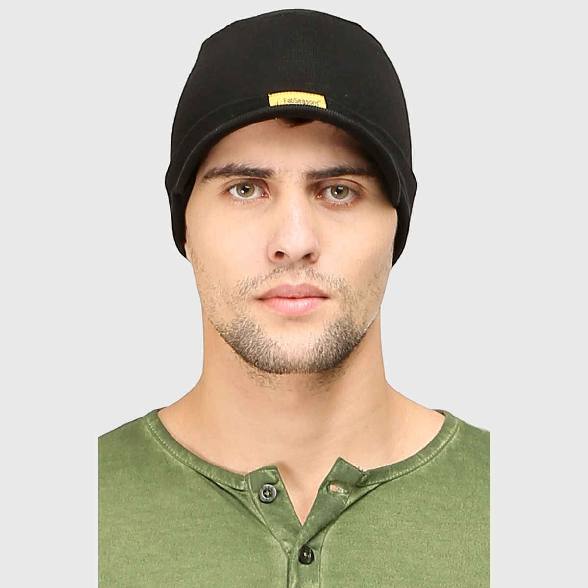 Fabseasons Unisex Solid Cotton Skull Cap | Black - Free Size