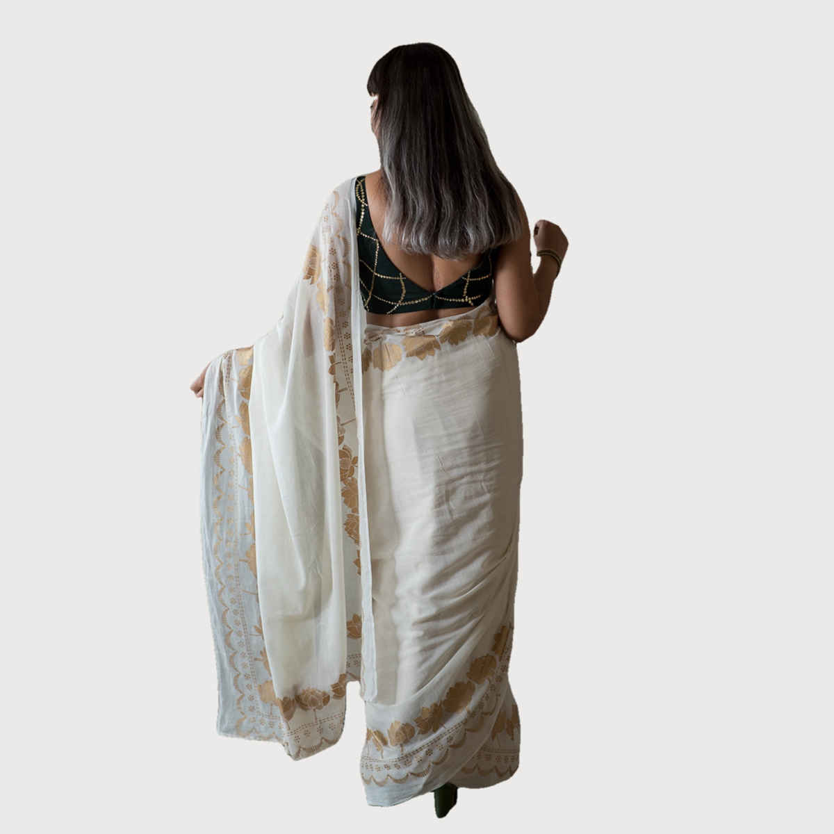 Suta Beige Cotton Viscose Saree