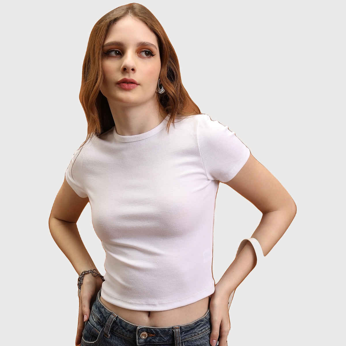 Tokyo Talkies Women's Knited Slim Fit Crop Top | White - S