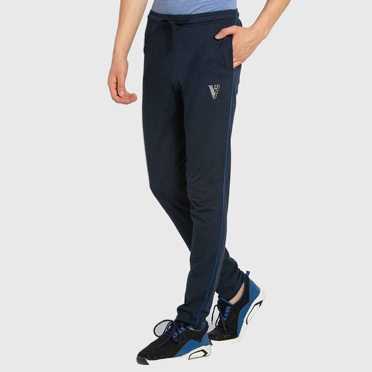Van Heusen Athleisure Men Smart Tech and Easy Stain Release Trackpants Pack Of 1 Blue Melange |M