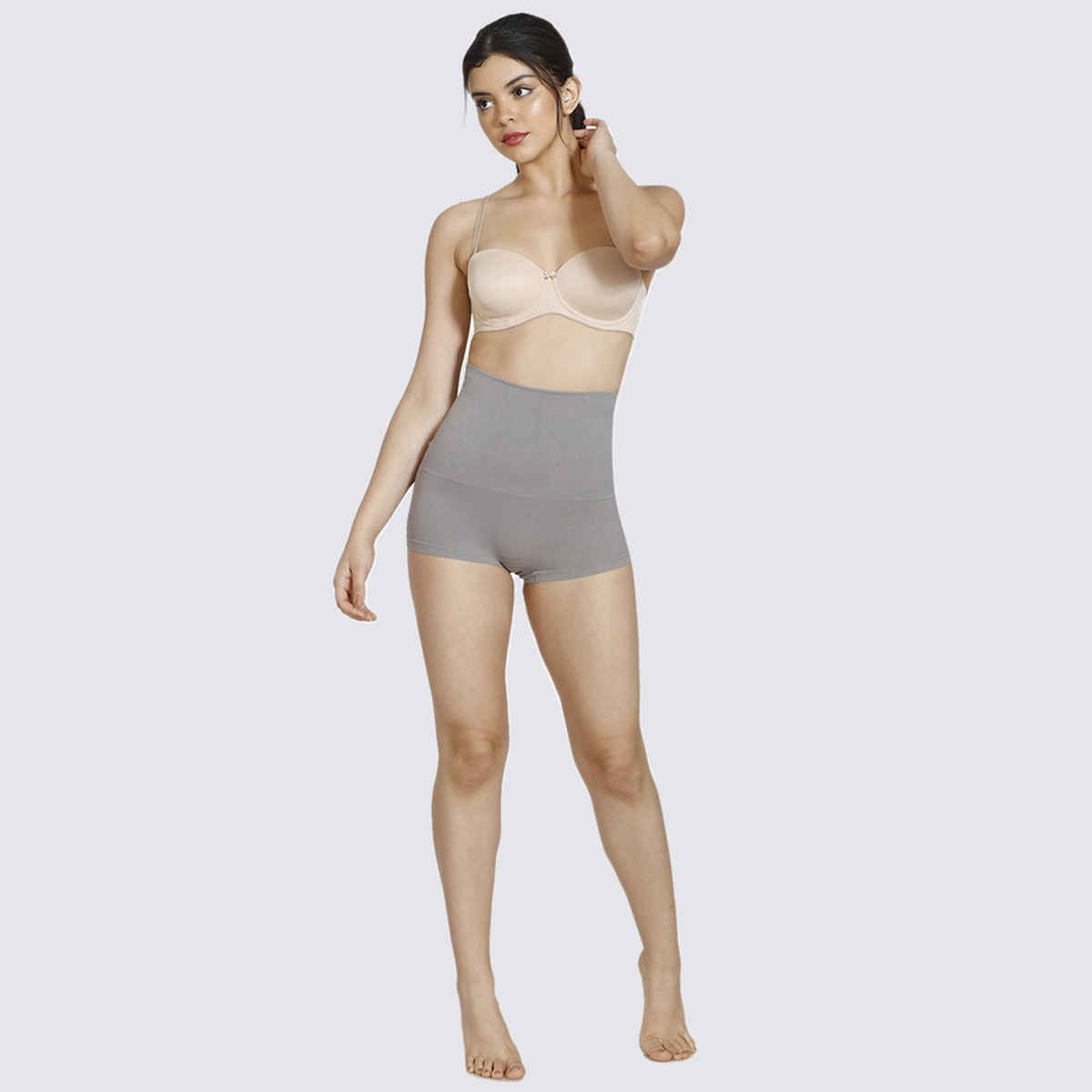 Zivame Women's Tummy Control Midwaist Boyshort | Grey - M